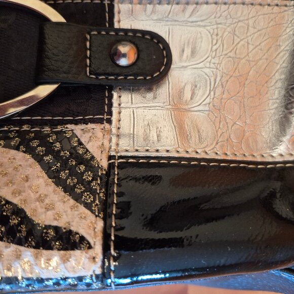 D-Fusion muti-pattern Animal Print Patch Work Shoulder handbag purse - Picture 12 of 16